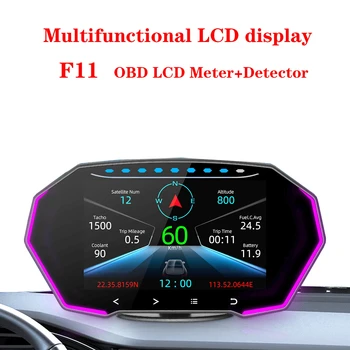 Naujas F11 HUD OBD2 GPS Protingas Gabaritas Head Up Ekranas 4 Colių LCD Ekranas Automobilio Greitį, Apsaugos Signalizacija Vandens Oil Temp Auto Diagnostikos Įrankis