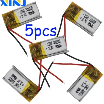 5vnt), 3,7 V 80 mAh Polimero Li Lipo Baterija 301020 3D Akiniai Mp3 Įrašų Pen 