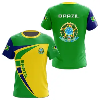2023 Vyrų Marškinėliai Brazilija Jersey 3D Grafika Brazilijos Vėliava, Spausdinta Trumpas Rankovės marškinėliai Atsitiktinis Vyras Viršūnes Vyrų Drabužiai.