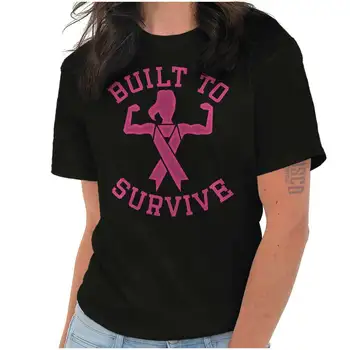 Pastatytas Išgyventi, Įveikti Krūties Vėžio PAST Dovanų Moterų Grafinis Crewneck Marškinėliai ilgomis rankovėmis Tee