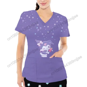 V-kaklo, Moterų Topai Moterų 2023 Disney Slaugytoja Vienodas Kišenėje Grafinis Tees Prabanga T-shirt korėjos Stiliaus Drabužius Vienos Vienetų Kpop
