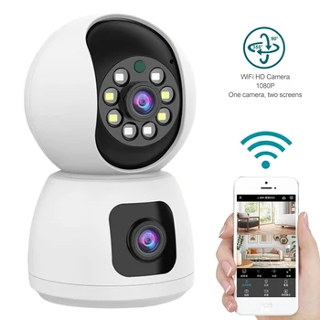 Dvigubo Objektyvo 1080 2MP, WiFi IP Kameros VAIZDO 360° PTZ Smart Home Security Apsaugos Vaizdo Stebėti Kūdikio Auklė naminių Gyvūnėlių Priežiūros Cam