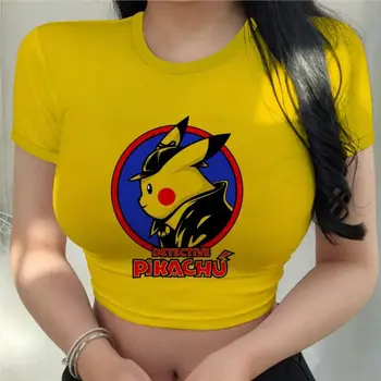 Kawaii drabužiai Drabužiai Seksualus moteriški marškinėliai Vasaros 2023 Viršūnes Naujo Derliaus Viršuje Pokemon Pikachu Harajuku Mados Anime T-shirt Y2k