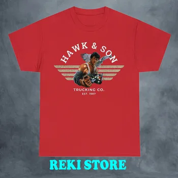 Hawk & Son transporto paslaugos Co Est 1987 M. Per Viršų Logotipą, vyriški Raudoni marškinėliai, Dydis S-5XL