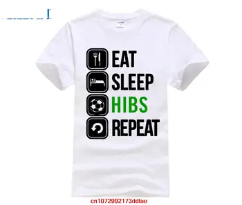 Valgyti, Miegoti Hibs T-shirt - Juokinga Škotijos Futbolo Gerbėjas Hibernian Kalėdos Marškinėliai 100% Medvilnės, trumpomis Rankovėmis Vasarą T-Shirt