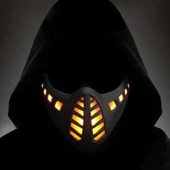 Taktinis Cyberpunk LED Kaukė Medžioklės Šaudymo Airsoft Apsauginiai Kvėpuojantis Pusę Veido Kaukė Helovyno Cosplay Kaukė