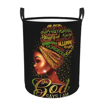 African American Girl Skalbinių Krepšį, Išardomi Dievas Sako, kad aš Esu Black Pride Kūdikis Trukdo dėl Darželio Žaislai Organizatorius Saugojimo Dėžės