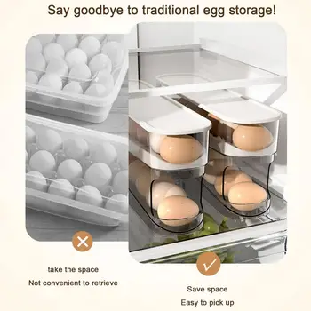 Kiaušinių Laikymo Dėžutė Dvigubo sluoksnio Kiaušinių Laikiklis Dėžutė Šaldytuvas su Automatinio Supimo Balionėlis Erdvės taupymo Anti-drop 12