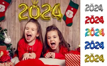 2024 m. Naujųjų Metų Balionai, Pripučiami Oro raidžių Skaičius Folija balionai 2024 baigimo deor aliminium folija inglatable kolbų