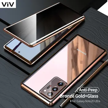 Anti-Peep Magnetinio Dvipusis HD Grūdintas Stiklas Case For Samsung Galaxy S23 22 21 20Ultra FE Plius Telefono Dangtelis Note20Ultra