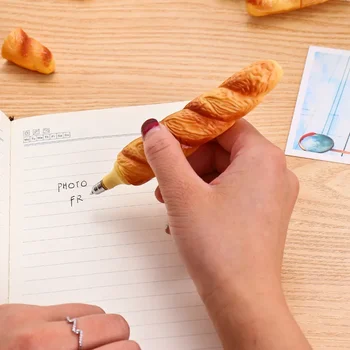 1pcs Duona Pica Croissant Batono Tušinukas Naujovė Magnetinio 0,5 mm, Juodos Spalvos Rašalo Gelio Rašiklis skirtas Rašyti Office Mokykla