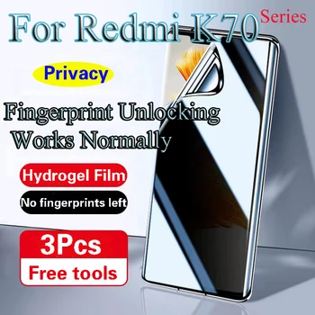 RedmiK70Pro Anti-peeping Hidrogelio Kino ForRedmi K70 Pro Privacy Screen Protector Redmi K70e pirštų Atspaudų Išlaisvinti Darbai