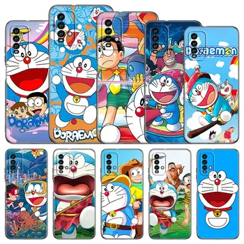 Mielas Anime-Doraemon Telefoną Atveju Xiaomi Redmi Pastaba 11 10 9 8 T Pro 10S 5G 9A 9C 9S Minkštos TPU Juodo Dangtelio Coque Funda