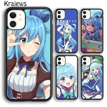 Krajews Anime Konosuba Aqua soft Telefonas Case Cover For iPhone 15 SE2020 14 6 7 8 plus XS XR 11 12 mini pro 13 max coque Fundas