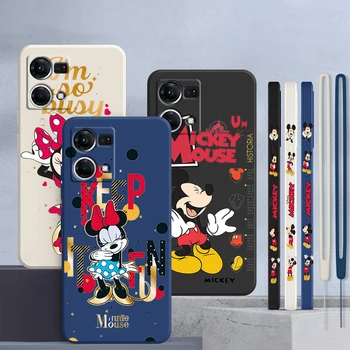 Minnie Mouse Mielas Anime KOLEGA Rasti X6 X3 X5 X2 neo Pro Lite A5 A9 2020 A53S 4G 5G Silikono Skysčio Kairėje Virvę, Telefono dėklas
