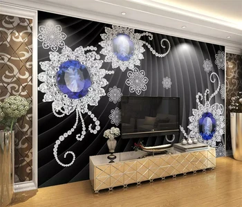 wellyu sienos dokumentų namų dekoro Užsakymą tapetai Noble black 3D kristalų diamond gėlių juvelyriniai dirbiniai fono sienos tėtis peint