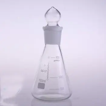 150ml Borosilikatinio Stiklo, Kūgio formos Erlenmejerio Kolba Užkemšama Chemijos Laboratorija