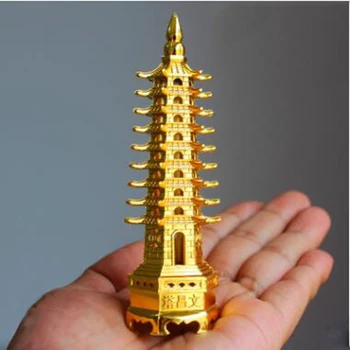 Kinija Wenchang Pagoda Bokštas Amatų Statula Suvenyrų Feng Shui Cinko Lydinys 3D Modelį Namų Puošybai Metalo Rankdarbiai