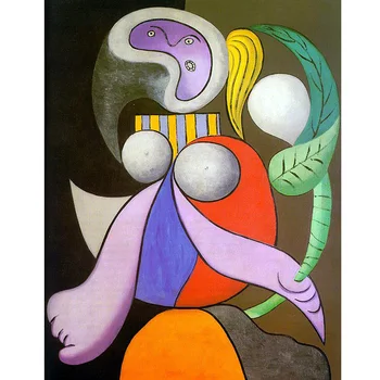 Moteris su gėlių iki Pablo Picasso Grynas rankų darbo žinomų tapybos reprodukcijos Siurrealizmas stiliaus kūriniai, namų dekoro