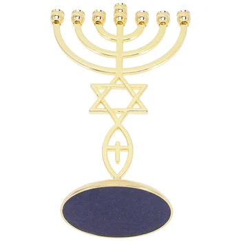 Jeruzalės Šventykla Žvakių Laikiklis 7 Filialas Žvakė Lazdos Kryžiaus Žvaigždė Žydų Izraelis Hanukkah Chanuka Menorah Žvakė Stovi
