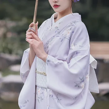 Tradicinis Japonų Moterų Kimono Vintage Stiliaus, Raudonos Spalvos Gėlių Spaudinių Vasaros Yukata Cosplay Dėvėti Foto Shot Suknelė