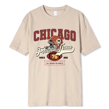 Čikagos Futbolo Komanda 76 Visame Pasaulyje Marškinėlius Vyrų Mados Naujovė T-Shirt Vasaros Atsitiktinis Tee Drabužių Medvilnės Laisvi Drabužiai