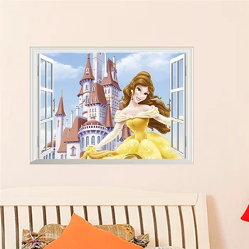 Animacinių filmų Gražuolė Princesė 3d Lange Sienų Lipdukai Namų Puošybai Anime Freskos Meno 