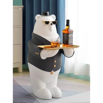 Namų Dekoro Animacinių filmų Statulos 69cm Polar Bear Lovelio Apdaila Accessories Kambarį Didelio Iškrovimo Lėlės Housewarming Dovana Figūrėlės