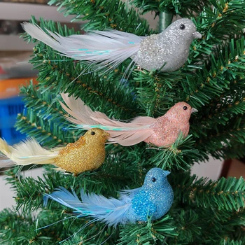 Paukščių Ornamentas, Papuošimas Netikrą Plunksnų Paukštis Kalėdų Medžio Dekoro Sėdi Miško Paukščių Dekoro Puošmena Skulptūros & Figūrėlės