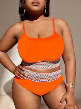 2023 Orange Kontrastas Iškarpyti Maudymosi Kostiumėlį Moterų Plius Dydis Maudymosi Kostiumėliai Moterų Aukšto Juosmens Besimaudančių Maudymosi Plaukimo Kostiumas Vasaros Paplūdimio