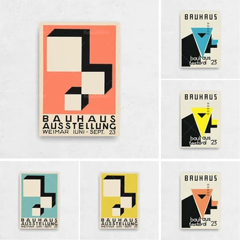 Affiche Bauhaus, affiche d'exposition Bauhaus, Bauhaus imprimable, dailės freskos géométrique, susidaro įspūdis, Bauhaus moderne du pašaukimas d