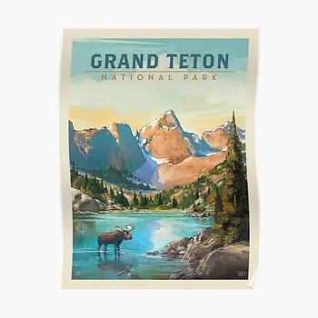 Grand Teton National Park Plakato Nuotrauką Spausdinti Freskos Derliaus Sienos Kompoto Namų Puošybai Kambarys Modernus Dekoro Meno Be Rėmelio