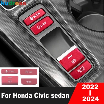 Honda Civic 11 Sedanas 2022 2023 2024 Plieno, Automobilių Konsolė Pavarų Perjungimo Jungiklio Mygtuką Padengti Apdaila, Interjero Priedai