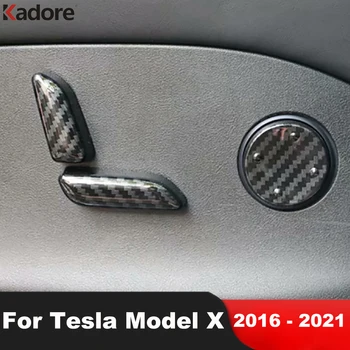 Interjero Aksesuarai Tesla Model X 2016 2017 2018 2019 2020 2021 Anglies Pluošto Automobilio Sėdynės Reguliavimo Jungiklis Mygtukas Dangčio Apdaila