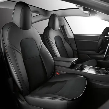 Individualizuotos Automobilių Sėdynių Užvalkalai Už Tesla Model 3 Y Sėdynės Apsauginis Dangtelis Suede + Odinis Pilnas Supa Automobilių Modifikuotų Interjero Priedai
