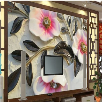 beibehang 3d custom foto tapetų freskomis lipdukai Įspaustu gėlių TV foną, sienos-popieriaus tapetai roll sienos-popieriaus