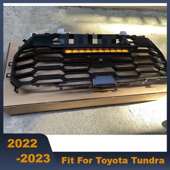 Aukštos Kokybės ABS Juodos Grotelės Vidurinės Grotelės Automobilio Priekio Groteles Su LED Žibintai, Šviesos Juostelė Tinka Toyota Tundra 2022-2023