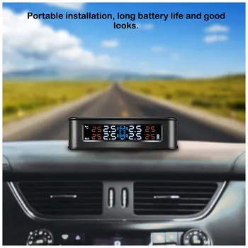 Saulės energija Varomas Automobilio Išorės Padangų Slėgio Jutiklis Universaliųjų Automobilių Testeris, Skaitmeninis LCD Ekrano Apsaugos Įrenginys