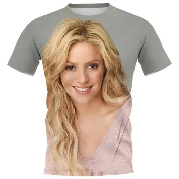 Vasarą Dainininkė Shakira 3D Print T-marškinėliai Moterims Streetwear Atsitiktinis Mados Trumpas Rankovės Marškinėliai O-kaklo Vaikai Tees Viršūnes Drabužiai