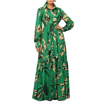 Afrikos Suknelės Moterims 2024 Rudens Žiemos Naujas Retro Išspausdintas Ilgas Rankovėmis Marškinėliai Ilga Suknelė Skraiste, Nigerija, Turkija Afrika Drabužiai