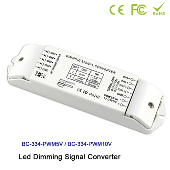 BC-334 12V 24V LED pritemdymo signalo keitiklis DIP jungikliai iš 0/1-10V analoginis signalas 5V PWM/10V PWM*4CH 40mA*4CH LED Lempų šviesos Reguliatorius