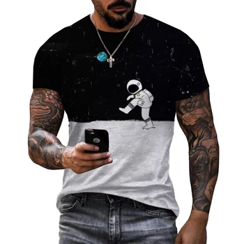 Juokinga Astronautas 3D Atspausdintas Vyrų T-shirt Unisex 2023 Mados Atsitiktinis Negabaritinių Tees T Shirts