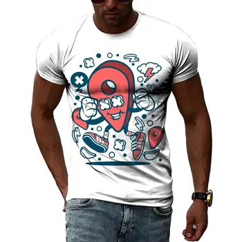 Vasaros Banga Linksma Karikatūra Nuotrauką Vyrų Marškinėliai Atsitiktinis 3D Spausdinimo Tees Hip-Hop Asmenybės Apvalios Kaklo trumpomis Rankovėmis Viršūnes