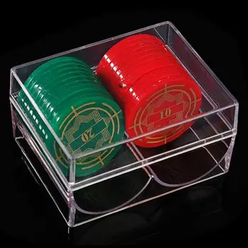Aišku, Pokerio Kortelės Lustas Stalčiuko Dėžutė Su Dangčiu Akrilo Elektroninė Kortelė Dėžutė Turi 40 Žetonų Kolekcijos Savininkas Žaislas Stalo Žaidimas
