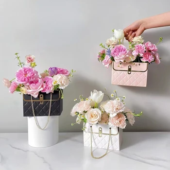 Krepšys Vestuvių Parduotuvė Rose Box Popieriaus Gėlių Rankena Pakuotės, Dėžutės Vyniojimo Nešiojamų Dėžutė Dovana Dieną Gėlių Žiedų Su Valentino 1pcs