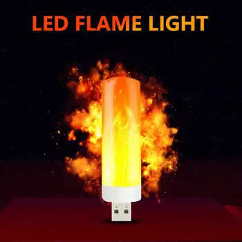LED USB Atmosfera Šviesos Liepsna Mirksi Žvakių Šviesos Knyga Lempos Galia Banko Kempingas Apšvietimo Cigarečių Degiklio Šviesos Poveikis