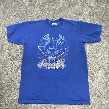 Derliaus Screwston Texas Shirt Mens 2XLT Mėlyna Made in USA Trumpas Rankovės Hip-Hop