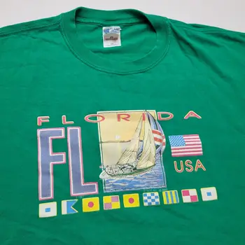 Florida Buriavimo T-Shirt Mens 2XL Green Tee Plaukti Laivu ^70