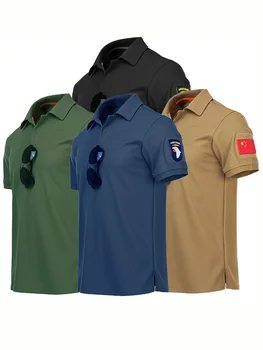 Taktinis karo T-shirt Lauko Orui Armijos Kovos Marškinėliai Quick Dry Medžioklės Kempingas, Žygiai, Žvejyba Atvartas Polo Tee Viršūnės
