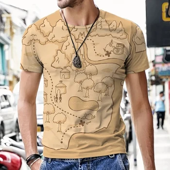 Vyriški Lobio Žemėlapis, Modelis T-shirt 3D Atspausdintas Trumpas Rankovės Viršuje Dideli Vasaros Orui Atsitiktinis Sporto marškinėliai, vyriški Drabužiai